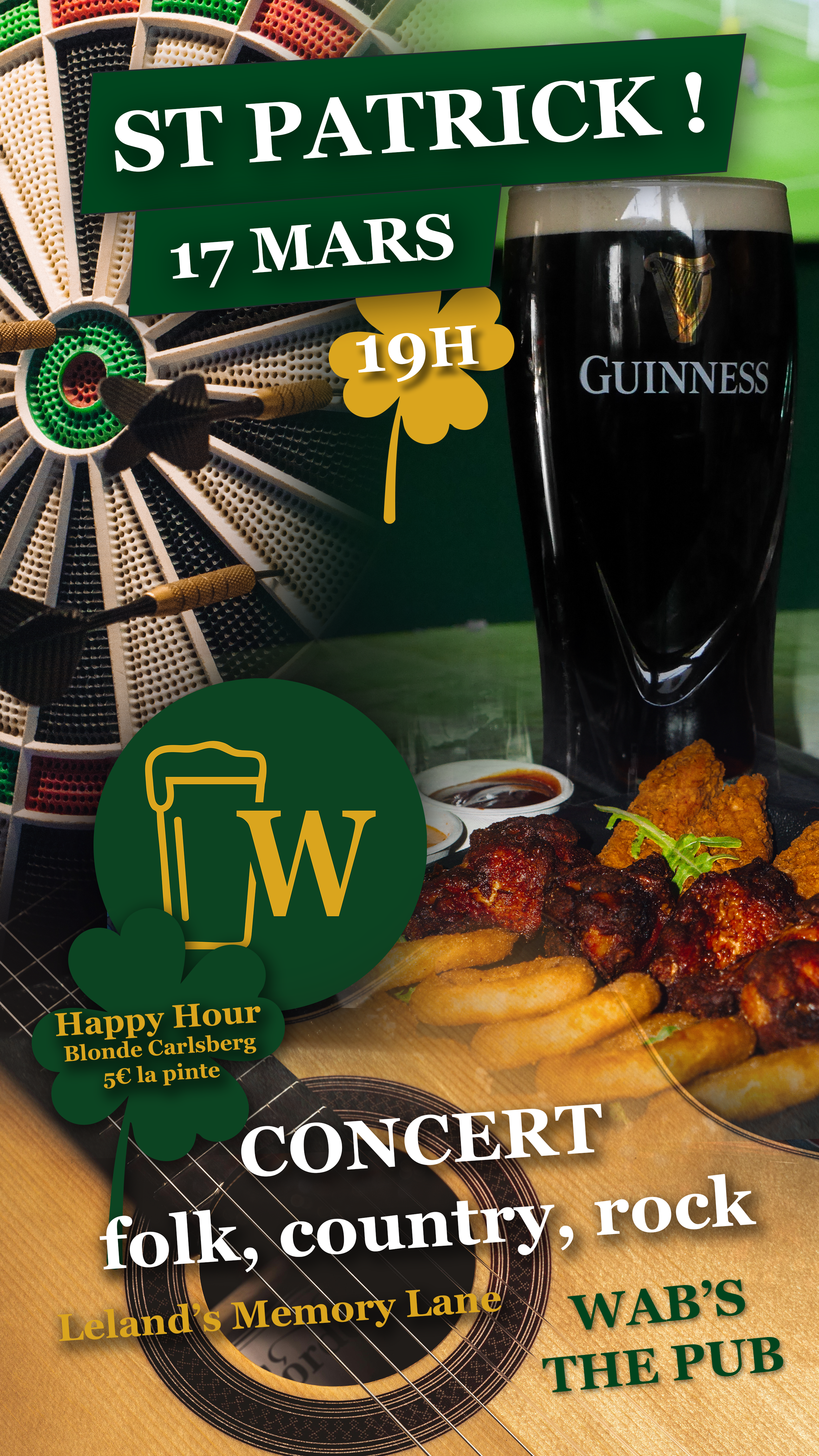 Fête la St Patrick au Wab&rsquo;s le mardi 17 mars !